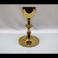 9 1/4" Full Sterling Chalice w/ Sapphire & Pearl Encrusted Cross SKU C421-1076